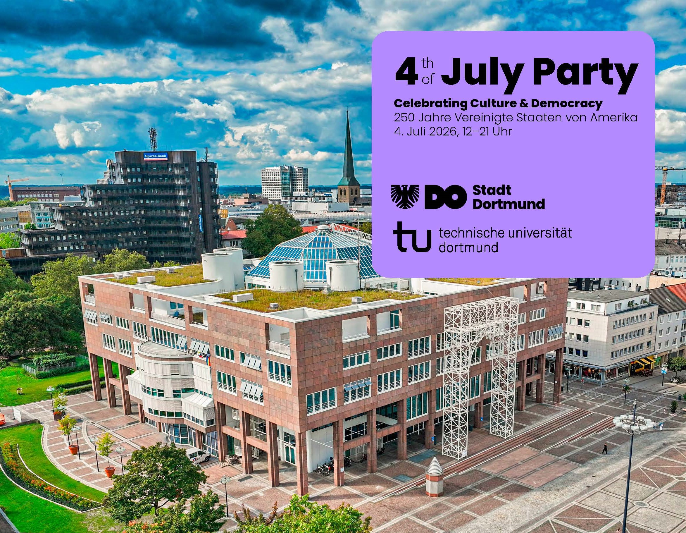Flyer 4th of July-Party - Celebrating Culture & Democracy in Dortmund